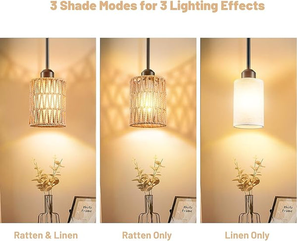 Rattan Linen Pendant Ceiling Light