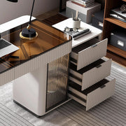 Ivory Fluted Writing Desk With Cabinet (view 7) | Roost & Roam