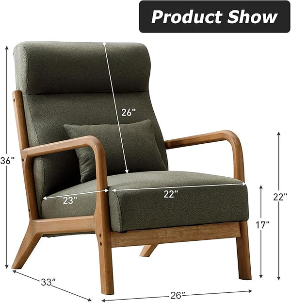 High-Back Wood Frame Accent Chair Set