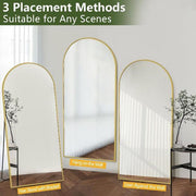 Gold Arch Full-Length Floor Mirror — back and side profile detail