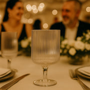 Ribbed Clear Glass Wine Goblets — scale reference and proportion detail