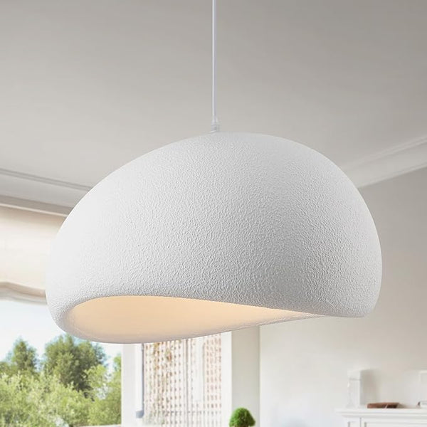 Textured Dome Matte White Pendant Light