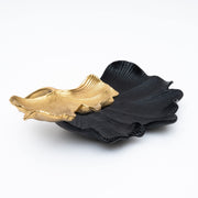 Matte Black Gold Ginkgo Leaf Tray Set