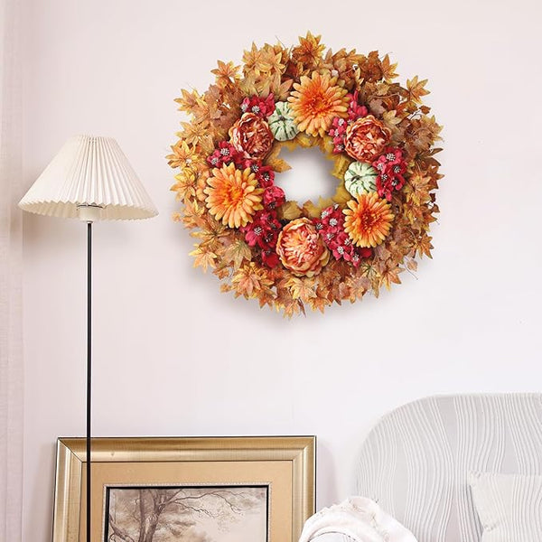 Silk Maple Leaf Fall Harvest Wreath