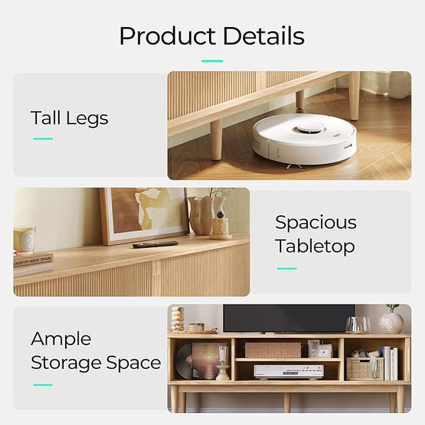 Oak Fluted 70-Inch TV Stand with Tambour Door