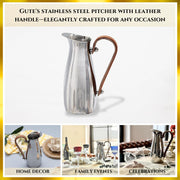 Polished Steel Leather-Handle Pitcher — alternate view or variant option