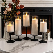 Matte Black Metal Pillar Candle Holder Set