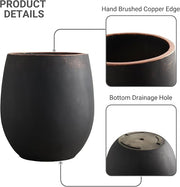 Concrete-Blend Round Planter Copper Rim