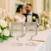 Ribbed Clear Glass Wine Goblets — alternate colorway or set size option