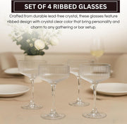 Ribbed Crystal-Clear Coupe Glass Set
