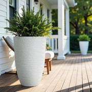 Ripple-Texture Resin Tall Planter Set