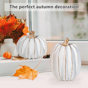 White Resin Pumpkin Decor Set