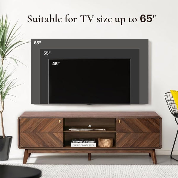Mid-Century Wood TV Stand with Tapered Legs