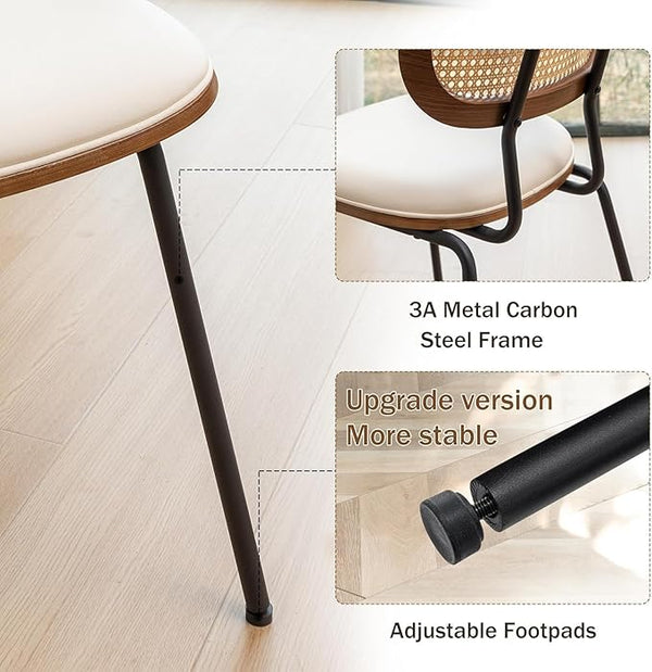 Cane Back Metal Dining Chair Set