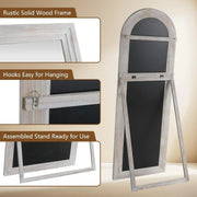 Arched Wood-Grain Floor Mirror — scale reference and proportion detail