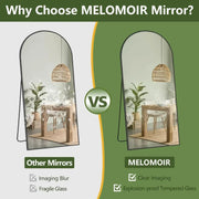 Arched Metal Frame Floor Mirror — styled in a complete room vignette