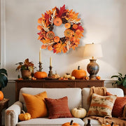 Autumn Pumpkin and Maple Leaf Wreath