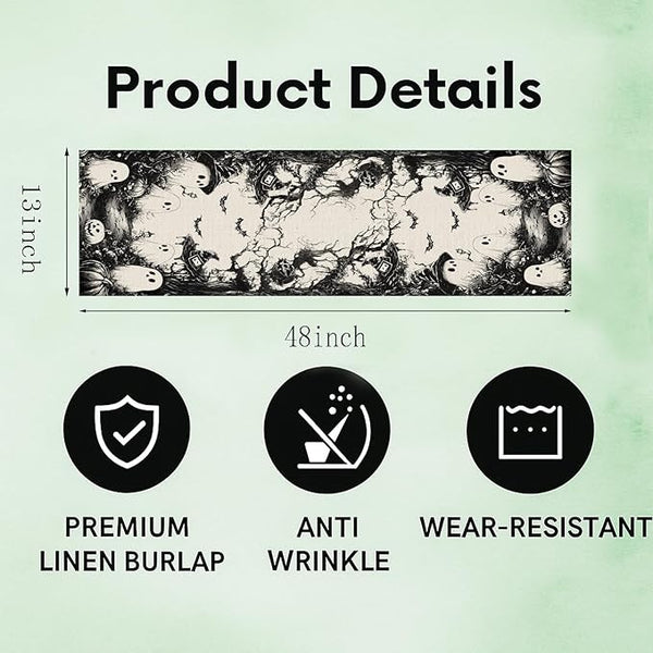 Ghost Print Halloween Table Runner