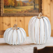 White Resin Pumpkin Decor Set