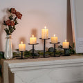 Matte Black Metal Pillar Candle Holder Set