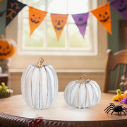 White Resin Pumpkin Decor Set