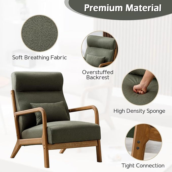 High-Back Wood Frame Accent Chair Set