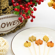 Autumn Pumpkin Maple Leaf Cocktail Picks