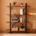 Four-Tier Wood and Metal Bookshelf – book case, in distressed brown | Roost & Roam