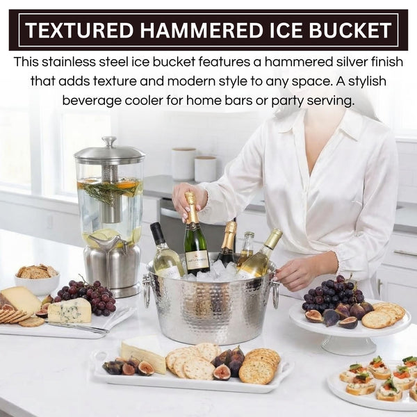 Hammered Stainless Steel Ice Bucket