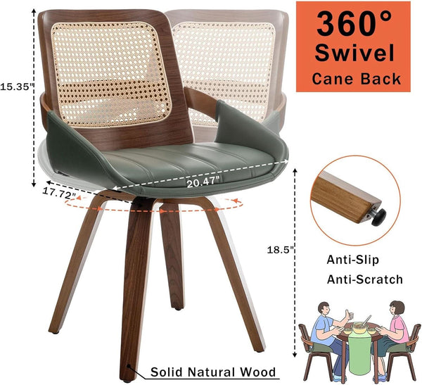 Cane Back Swivel Dining Chair Set – dining room set (view 2) | Roost & Roam