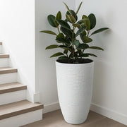Ripple-Texture Resin Tall Planter Set