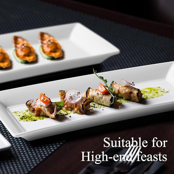 White Porcelain Rectangular Serving Platters Set