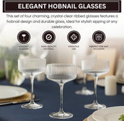 Ribbed Crystal-Clear Coupe Glass Set