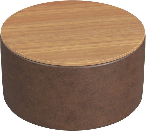 Faux Leather Round Storage Ottoman – ottoman (view 5) | Roost & Roam