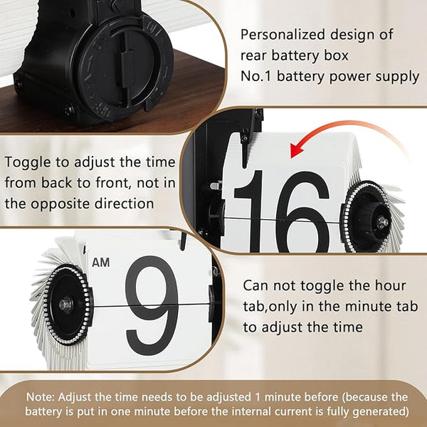 Black Retro Mechanical Flip Desk Clock