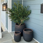 Matte Concrete-Blend Round Planter Set