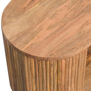 Reeded Mango Wood Oval Coffee Table