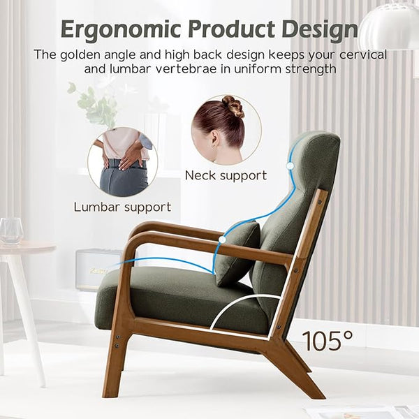 High-Back Wood Frame Accent Chair Set