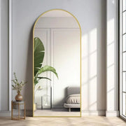 Gold Arch Full-Length Floor Mirror — scale reference and proportion detail
