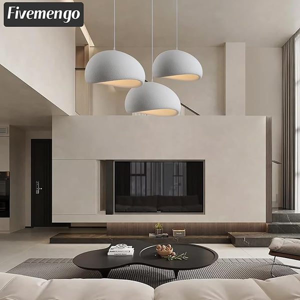 Textured Dome Matte White Pendant Light