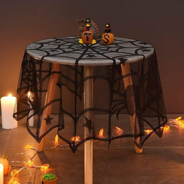 Black Lace Spider Web Table Topper