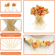 Autumn Pumpkin Maple Leaf Cocktail Picks