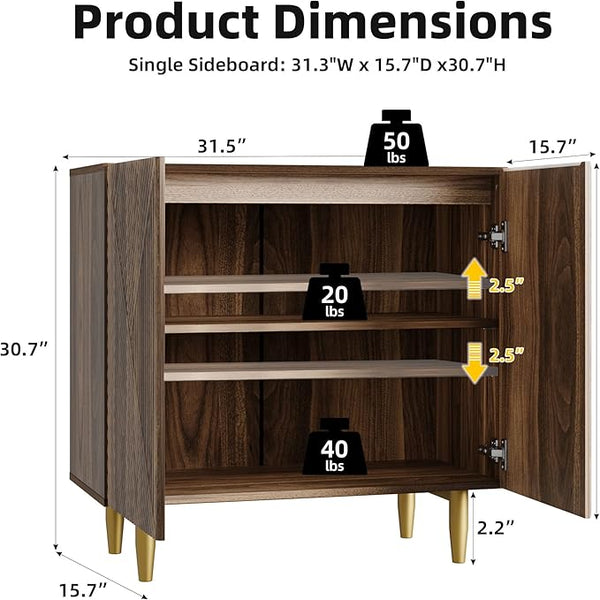 Fluted Walnut-Tone Media Console Cabinet