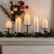 Matte Black Metal Pillar Candle Holder Set