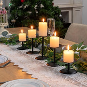 Matte Black Metal Pillar Candle Holder Set