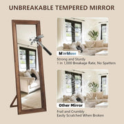 Dark-Stained Wood Floor Mirror — packaging and unboxing view