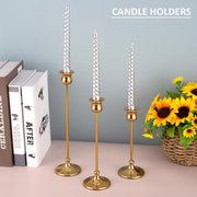 Gold Metal Taper Candlestick Holder Set