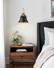 Modern Wall Sconces Set of Two, HWH Industrial Sconce Wall Lighting Indoor Wall Lamp, Gooseneck 1-Light Barn Vanity Light, Hammered Metal Shade, Black and Gold Finish, 5HZG74B-2 BK+BG