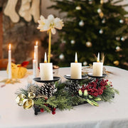 Triple Pillar Matte Black Candle Holder Tray