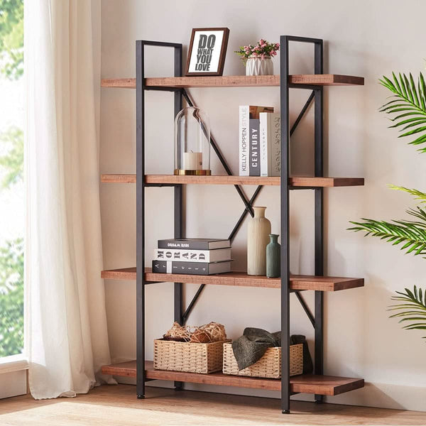 Four-Tier Wood and Metal Bookshelf – book case (view 2) | Roost & Roam